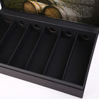 Tailered Rigid Black Paper With Texture 6 Bottle Wine Packaging Box With Cardboard Insert