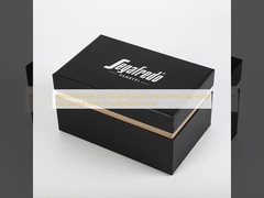 rigid black base and lid gift box with enforcement tray inside and sponge insert in customized cutout