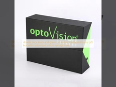 double door black and green pu leather cardboard luxury gift box with customized cutout sponge insert
