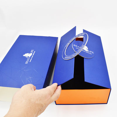 Buy Blue Folding Magnet Two Wine Bottle Gift Box With Insert One Piece Structure online manufacture