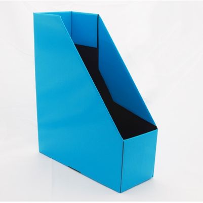 Corrugated Collapsibile EN71 Flat 340mm Desktop File Storage Organiser Blue Glossy Lamination