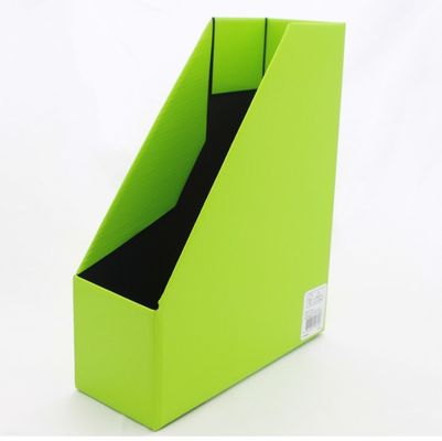 Desktop Collapsible Flat ASTM Corrugated File cardboard magazine holders Organizer Lime