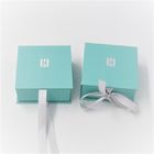 OBM Blue Luxury Gift Boxes Cufflink Jewelry Ring Ribbon Flap Magnetic Book Shape