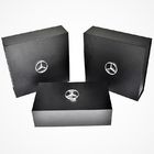 PU Leather Rigid Magnetic Gift Box Custom Wrapping Paper Black With EVA Inlay Metal Logo