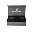 PU Leather Rigid Magnetic Gift Box Custom Wrapping Paper Black With EVA Inlay Metal Logo