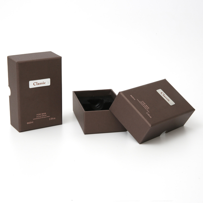 Lid And Base Two Pieces Luxury Gift Boxes Brown Paper With Perfume UV Printing