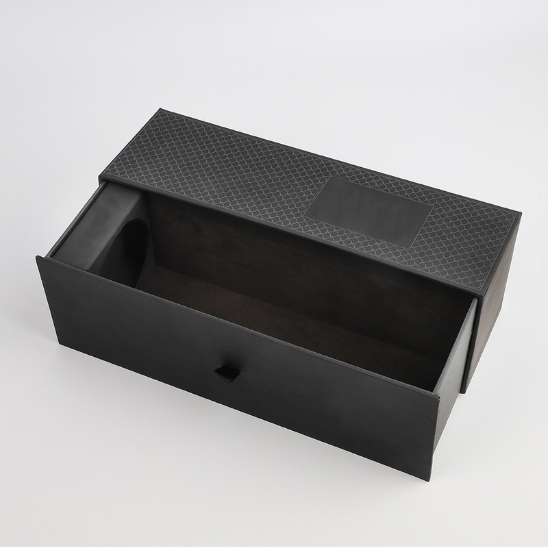 Cardboard Sliding Drawer Box ISO Black Luxury Wine Spirit packaging cardboard box