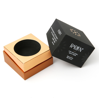 Black Cosmetic Packaging Boxes With Gold Foil Logo White Interior