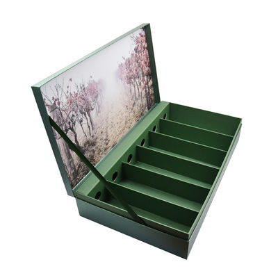 Green Customizable 6 Bottles Cardboard Wine Gift Box Matte Lamination