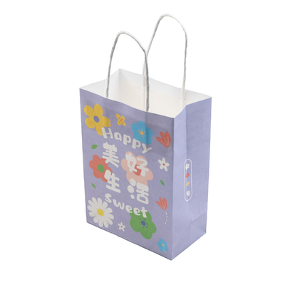 Purple Kraft Paper Bag Custom Size Printed Luxury Packaging for Supermarket Takeaway Coffee Milk Tea Food