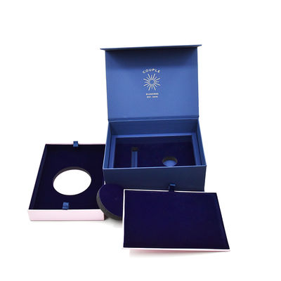 Premium Luxury Blue Matte Rigid Cardboard Magnetic Closure Gift Box with Foam Insert