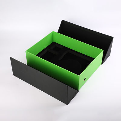 Double Door Luxury Gift Boxes Black Green Pu Leather Cardboard Customized Cutout Sponge