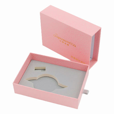 Cutouts Inlay DIY Sliding Drawer Gift Boxes 120g Pink Rigid Cardboard