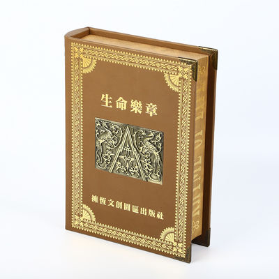Leather Wrapped Luxury Gift Boxes Wooden Round Spine With 3D Metal Logo