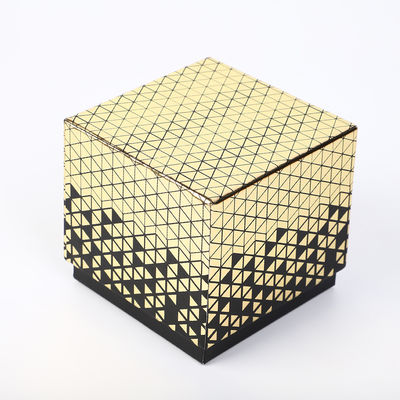 Gold Foil Personalised Leather Watch Box Two Pieces Rigid Paper With Pillow Wrapped Black