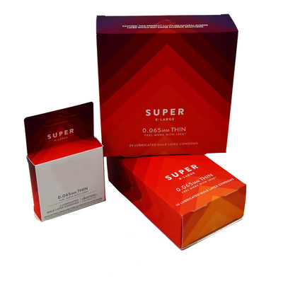 Pantone Color 350g Artpaper Condom Box With Embossing Logo